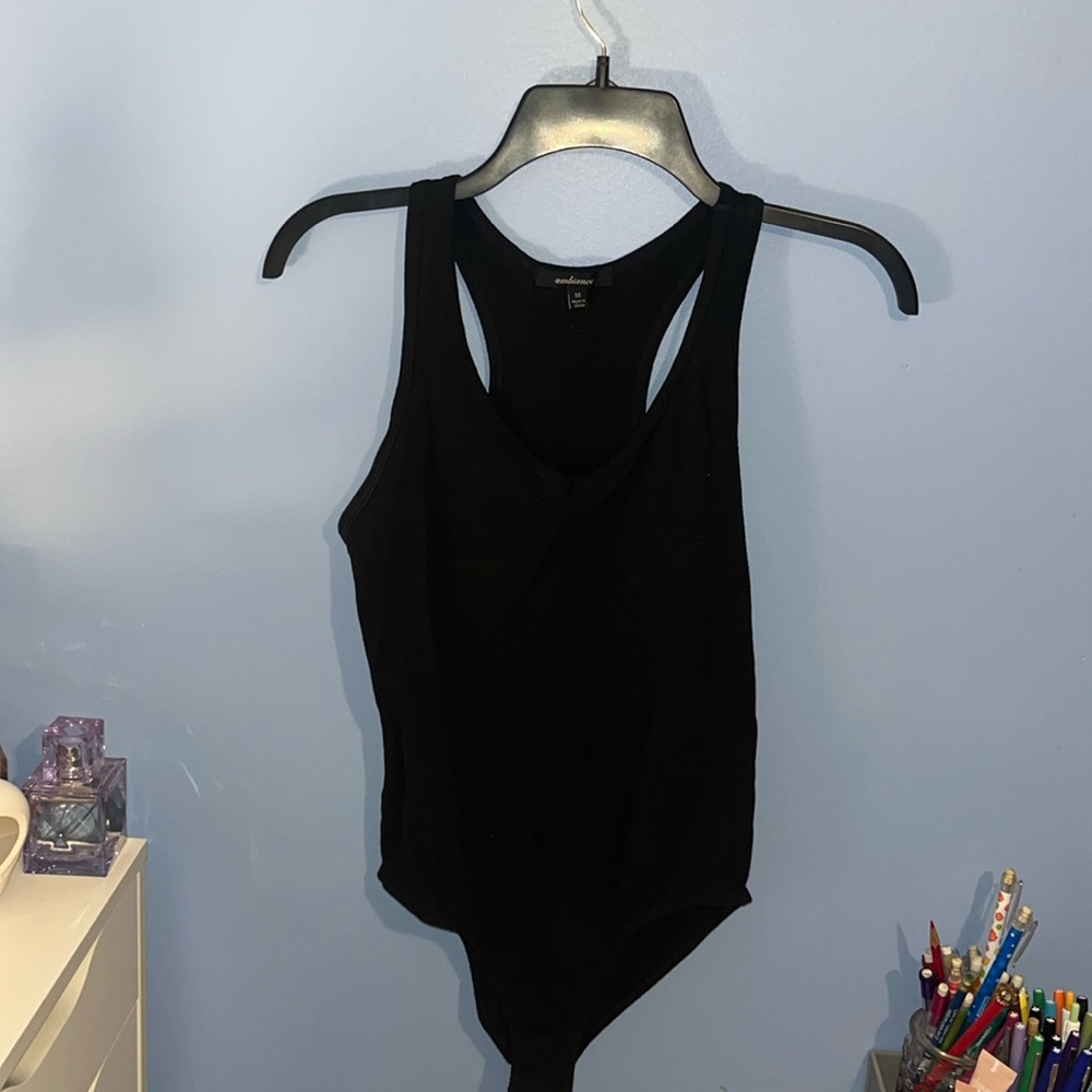 Black v-neck bodysuit